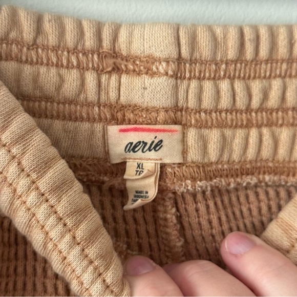 Aerie Waffle Knit Cotton Lounge Shorts Light Caramel Brown Extra Large XL - Picture 6 of 8